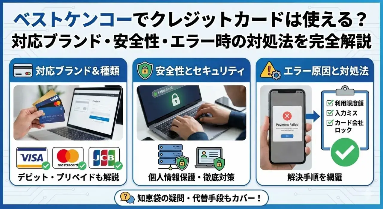 ベストケンコーでクレジットカードは使える？VISA・Mastercardの可否と安全性を徹底解説